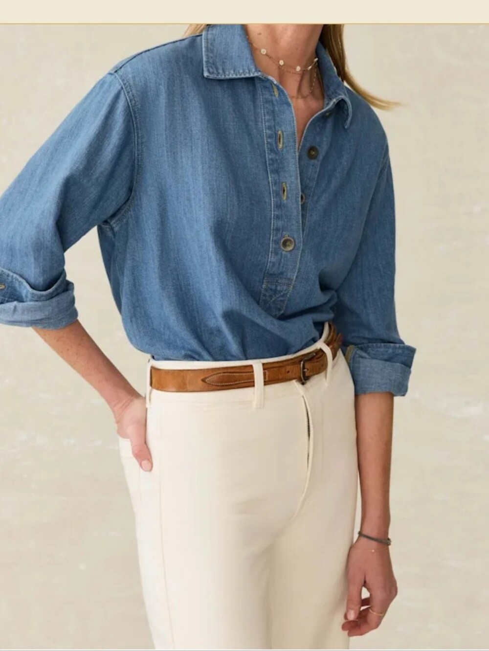Faherty Linen Denim Oceanview Top